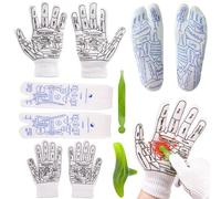 Reflexology Socks and Gloves Set Foot Reflexology Socks with Massage Tool Hand Foot Massage Reflexology Tools Acupressure Socks for Women Man Tired Relieve(S)