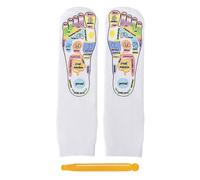 Reflexology Socks - Chart with Trigger Point Massage Tool, Cotton Stress Relief, Tired Body Foot Care, Adults Women Men Home, Top Performance Wellness Category, White Printed Large