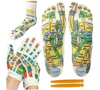 Reflexology Socks Foot Reflexology Acupressure Socks, Gloves ＆ 2 Massage Tools for Hand Foot Massage Tools for Pain Relief, Improve Health Care