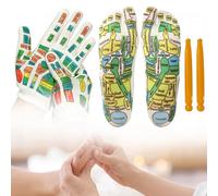 Reflexology Socks,Pressure Point Socks Foot Reflexology Acupressure Socks, Gloves ＆ 2 Massage Tools for Hand Foot Massage Socks Reflexology Tools for Pain Relief, Improve Health Care