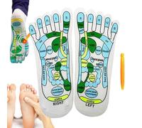 Reflexology Socks Set, Foot Massage Socks, Reflexology Socks, Cotton Massage Socks, English Foot Massage Tools with Massage Tool, Foot Pressure Reflex Socks for Foot Massage Beginners