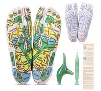 Reflexology Socks Set with Gloves Tools, 2 Pairs Chiro Acupressure Acupuncture Trigger Point 4pcs Massage Tool Gua Sha Foot Hands Head Pain Relief Acupoint Birthday Gifts (Men- B Set)