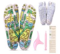 Reflexology Socks Set with Gloves Tools, 2 Pairs Chiro Acupressure Acupuncture Trigger Point 4pcs Massage Tool Gua Sha Foot Hands Head Pain Relief Acupoint Birthday Gifts (Women- D Set)
