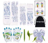 Reflexology Socks with Gloves Tools Set, 2 Pairs Foot Massage Socks for Men Women, Reflexology Socks with 5pc Tools, Socks with Trigger Point, Acupressure Massage Socks (Men&Women+2pcs)