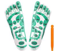 Reflexology Socks with Massage Tool, 1 Pair Five Toe Functional Socks Foot Massage Socks Cotton Acupressure Socks for Women, Men (White)