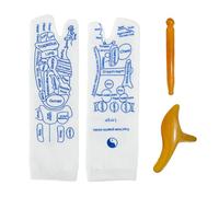 Reflexology Socks with Massage Tool, Acupressure Socks Set,Foot Pressure Point Socks,Foot Elastic Fiber Massage Socks for Man, UK Size 3.5-7, Reflexology Body Stress and Health Care Massage(Blue, S