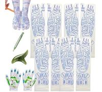 Reflexology Socks with Massage Tool, Reflexology Socks, Acupressure Socks, Reflexology Socks and Gloves with Trigger Point Massage Tool Foot Pain Relief for Unisex (4Pairs-Women)