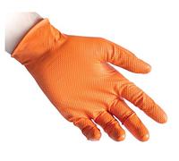 Reflexx N85/L FULL GRIP Nitrile Gloves, Large, Orange, Pack of 50
