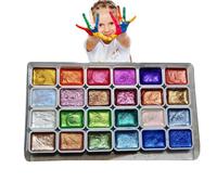 Reflimand 24 Colors Pearl-escent Watercolour Paint Set, Colors Shifting Watercolor Painting, Glitter Metal-lic Watercolour Paints, Glitter Watercolour Solid Paint Box, Art Painting Kit for Beginners
