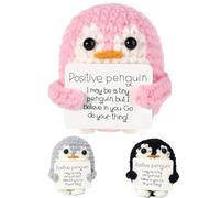 Reflimand 3PCS Positive Penguin, Funny Positive Penguin Emotional Support Gift, Knitted Penguins Doll with PositiveCard, Emotional Support Crochet Doll, Min-i Cute Potato, Good Luck for Adult Kids