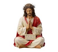 Reflimand Jesus Figures, Jesus Resin Desk Companion Figurine, Hand Painted Sitting Christ Statue with Fear Not, For I Am With You, for Home Office Prayer Corner Car Dashboard Decor, Religious Gift