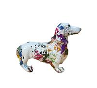 Reflimand Small Colorful Dachshund Statue, Dachshund Dog Figurine, Graffiti SausageDog Statue, Modern Colored Drawing Art Figurine, Painted Graffiti Dog Ornament, Resin Animal Sculpture Decorative