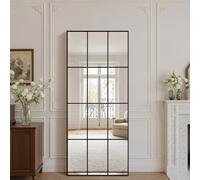 Reflix Floor Mirror 60x165 cm, Black Full Length Windowpane Wall-Mounted Leaning Hanging Wall Mirror Decoration for Bedroom Living Room Entrance
