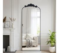 Reflix Vintage Standing Mirror Full Length, 52x161 cm Freestanding Large Arched Floor Body Mirror for Home Decor, Wall Hanging Vintage Accent Mirrors, Black
