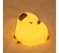 Refluxe Capybara Night Light, Silicone Rechargeable Animal LED Touch Lamp, Bedside Lamp, Dimmable Nursery Nightlight with Timer, Room Decor and Gifts for Boys, Girls, Babies