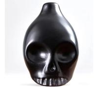 REFOEEDY Aztec Death Whistle, Handmade Resin Skull Design, High-Decibel Sound Maker, Matte Black and Orange, 12 cm (matte black)