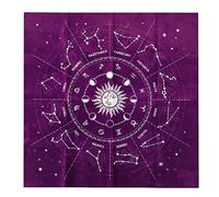 Refoiner Tarot Cloth Non-slip Mat Velvet Tarot Mat Luxury Large Constellation Flexible Pentagram Magic Playing Cards Cloth 49*49Cm Purple