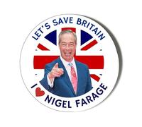 Reform Party - Let's Save Britain - I Love Nigel Farage ON A Union Jack - 6 x 70mm (2.7 inches) Stickers