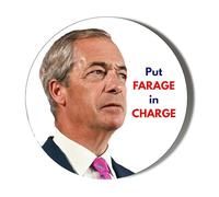 Reform Party - Put Reform in Charge - Nigel Farage FACE - 10 x 49mm Stickers