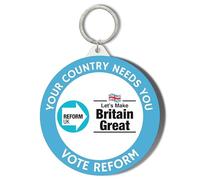REFORM PARTY - YOUR COUNTRY NEEDS YOU - MAKE BRITAIN GREAT AGAIN - UNION JACK BACKGROUND - 45mm Short Chain Mirror Keyring