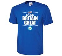 Reform United Kingdom Flag Design Printed T-Shirt, Let's Make Britian Great UK Election Support Tee (UK, Alpha, S, XXL, Regular, Regular, LR, Royal)