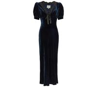 Reformation Camille Lace-trim Velvet Midi Dress - Dark Blue - 8 (UK12 / M)