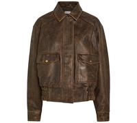 Reformation Daphne Panelled Leather Jacket - Dark Brown - S (UK8-10 / S)