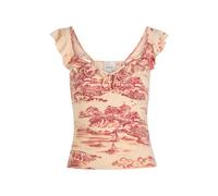 Reformation Lemmy Printed Stretch-jersey top - White And Red - L (UK14 / L)