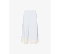 Reformation Womens Reformation Carolina Lace-Trim Woven Midi Skirt Sky Blue Jacquard L