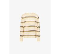 Reformation Womens Reformation Stripe-Print Round-Neck Cashmere Jumper Parmesan Pear Multi L