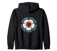 Reformed Theology Five Solas Lutheran Flower Cross Christian Zip Hoodie