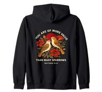 Reformed Theology Sparrow Design Inspired by Matthew 10:31 Zip Hoodie