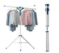 REFORUNG Clothes Airer, Y Type Blue Ironing Clothes Airer, Par 4 Clothes Airer, Clothes Rack, Plastic and Aluminium Alloys, Clothes Rack, Foldable, Space-Saving, for Indoor and Outdoor Use