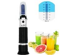 Refractometer, Refractometer Hand held Sugar Level Test Meter Food Fruit Beverages Content Homebrew Tool with ATC/Brix Range 0~32%