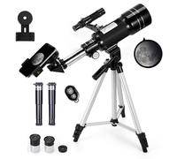 Refractor Telescope for Kids and Beginners, 70mm Aperture, 300mm Focus Length, Black, with AZ Mount for Moon and Landscape Observation (Black)