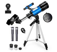 Refractor Telescope for Kids and Beginners, 70mm Aperture, 300mm Focus Length, Black, with AZ Mount for Moon and Landscape Observation (Blue)