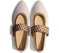 REFRASE LIFE Ballet Flats with Straps, Tan, 4 UK