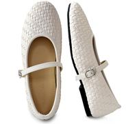 REFRASE LIFE Woven Mary Jane Flats, Cream, 2.5 UK