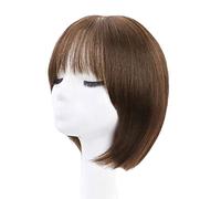 Refrescante 13"/33cm Short Wigs For Woman Short Straight Wigs With Bangs Wigs Natural Layered Short Human Hair Wigs Short Black Bob Wig Adjustable