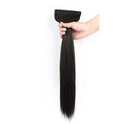 Refrescante 20"/50cm Straight Hair Extensions Straight Hairpieces Long Straight 2 PCS Set Clip In Hair Extensions Real Human Hair Black Brown Adjustable