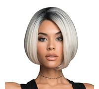 Refrescante 30cm/12in White Gold Wigs Fashion Mature Headband Wig For Black Women Synthetic Straight Hair Short Wigs For Daily Use Adjustable