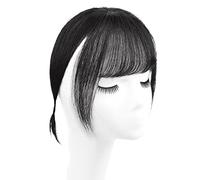 Refrescante Bangs Clip In Hair Extensions Real Human Hair Fringe With Temples Hairpieces For Women Clip On Air Bangs Flat Bangs Black Hair Extension Adjustable