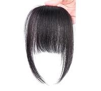Refrescante Bangs Hair Clip Extension French Bang Clip In Thick Natural Full Front Neat Bangs Straight Fringe Bang With Temples One Piece Hairpiece Black Adjustable
