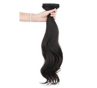 Refrescante Black Hair Extensions For Women Long Wavy Clip In Hair Extensions Real Human Hair 5 PCS Clip In Long Soft Glam Waves Thick Hairpieces (20"/50cm) Adjustable