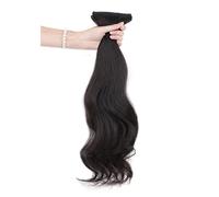 Refrescante Black Hair Extensions For Women Long Wavy Clip In Hair Extensions Real Human Hair 5 PCS Clip In Long Soft Glam Waves Thick Hairpieces (20"/50cm) Adjustable