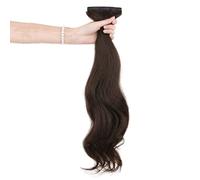 Refrescante Black Hair Extensions For Women Long Wavy Clip In Hair Extensions Real Human Hair 5 PCS Clip In Long Soft Glam Waves Thick Hairpieces (20"/50cm) Adjustable