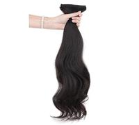 Refrescante Black Hair Extensions For Women Long Wavy Clip In Hair Extensions Real Human Hair 5 PCS Clip In Long Soft Glam Waves Thick Hairpieces (20"/50cm) Adjustable