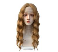 Refrescante Blonde Brown Wig Curly Wavy Lace Front Wigs For Girls Daily Use Colorful Wigs Natural Looking Headband Wig Middle Long(48cm/19in) Adjustable