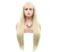 Refrescante Blonde Wig Lace Front Wigs For Daily Party Synthetic Heat Resistant Wigs For Women Long Straight Natural Looking Headband Wig With Hairnet Adjustable