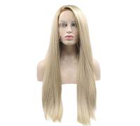 Refrescante Blonde Wig Lace Front Wigs For Girls Daily Use Colorful Wigs Headband Wig Natural Long Straight Synthetic Wigs For White Women, With Hairnet Adjustable